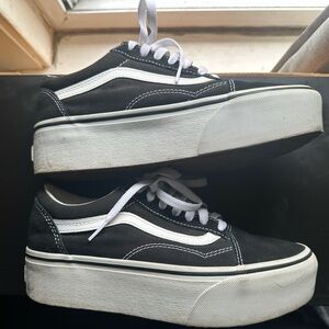 Vans Women's Black and White Platform Sneakers